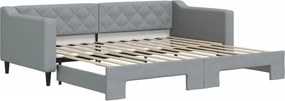 vidaXL világosszürke kihúzható szövet heverő 90 x 200 cm