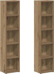 vidaXL 2 db kézműves tölgy színű szerelt fa CD-szekrény 21x16x93,5 cm