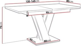 Masiv 4 személyes étkezőszett Coleta székekkel, Beton - Szürke N