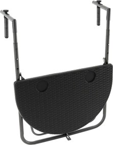 GARTHEN Függeszthető asztal 2 db rattan kinézetű szék fekete