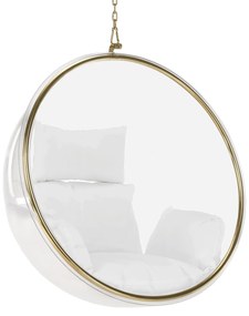 Függő fotel, átlátszó/arany/fehér, BUBBLE NEW TYP 1