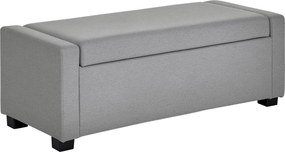 HOMCOM Tároló Pad, Kárpitozott Pad Tárolórekesszel, Ágy Vége Pad, Modern Dizájn, Műanyag, Szürke Szövet, Többfunkciós, 120x50x44cm, Szürke | Aosom