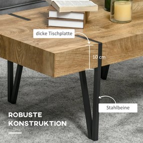 HOMCOM Dohányzóasztal, ipari design, 105 cm x 60 cm x 42 cm fekete-barna