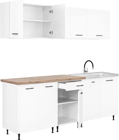 Primo 220 konyhabútor fehér, charlestone tölgy munkalappal