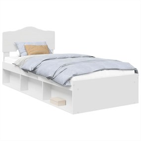 vidaXL Ágykeret fejtámlával Fehér 90 x 200 cm Tömör fenyőfa