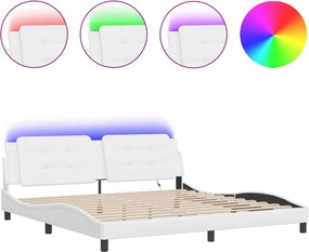 vidaXL fehér ágykeret LED-ekkel matrac nélkül Zadar 200x200 cm