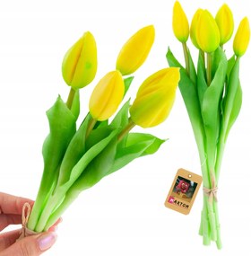Tulipán Gumírozott Csokor Sárga Tulipán Rafia Húsvét művirágok