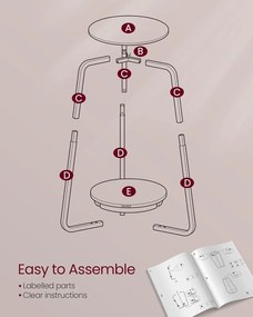Kerek lerakóasztal, 2 szintes, üveglappal, márvány mintás fehér
