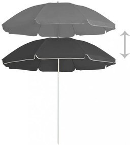 antracitszürke kültéri napernyő acél rúddal 180 cm