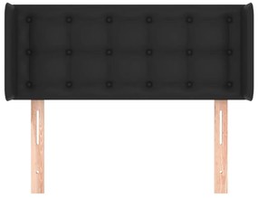 fekete műbőr szárnyas fejtámla 93x16x78/88 cm