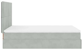 Ottomán ágykeret matracokkal világosszürke 140x190cm bársony