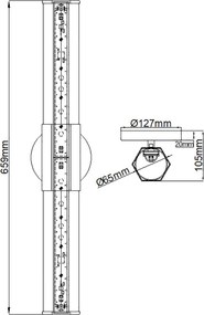 Quintiesse FACET QN-FACET-LED2-BK-BATH Fali lámpa 2x12W/LED 3000k 2160LM IP44