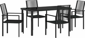 vidaXL Kert étkező szett 5 pcs Fekete Porszórt acél