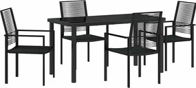 vidaXL Kert étkező szett 5 pcs Fekete Porszórt acél