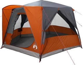 vidaXL Cabin Tent 5-Person Szürke és narancs 333 x 317 x 194 cm