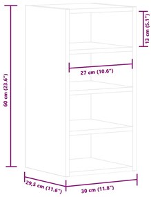 vidaXL “Riga” kézműves tölgy színű szerelt fa függőszekrény