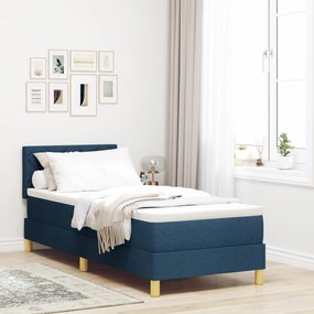 Box Spring Ágy matraccal és LED világítással Kék 80x200 cm Szövet