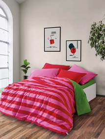 Cherie Ranforce dupla ágyneműhuzat garnitúra feszített lepedővel 160 × 200+30 cm, zöld