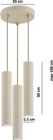 Brilagi - Kábelen függesztett csillár TUBE 3xGU10/15W/230V bézs/arany