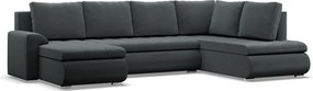 Tokio U sarokkanapé, 3 ágyneműtartóval, bársony, jobboldali, szürke