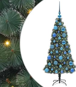 vidaXL Mesterséges, előre díszített karácsonyfakészlet gömbökkel Zöld