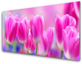 Fali üvegkép Tulipánok Fal 100x50 cm 2 fogas