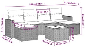 7 részes bézs polyrattan kerti ülőgarnitúra párnákkal