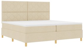 Boxspring ágy matraccal és LED-del, krém szövet, 200x200 cm