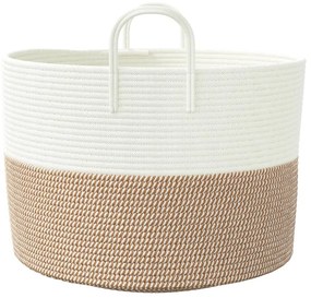 barna-fehér pamut tárolókosár Ø51 x 33 cm