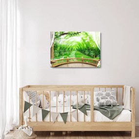 Kép - Trópusi kertre néző kilátás (üvegen) (70x50 cm)