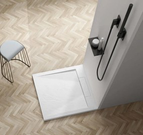 AREZZO design STONE pala hatású öntött márvány zuhanytálca, 90x90 cm-es, fehér (2 doboz)