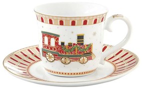 Karácsonyi porcelán kisvonatos teás csésze aljjal Polar Express
