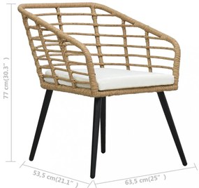 2 db tölgyszínű polyrattan kerti szék párnával