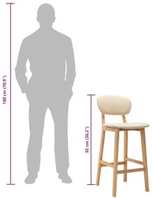 vidaXL 2 db krémszínű szövet bárszék