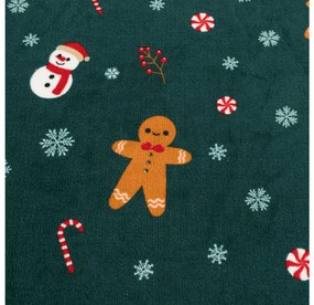 SNOWMAN AND GINGERBREAD 160x200 cm zöld mikroplüss lepedő