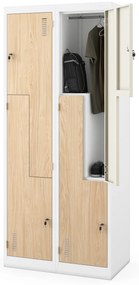 Fém öltözőszekrény JULIA, 800 x 1850 x 450 mm, Eco Design: fehér/sonoma tölgy