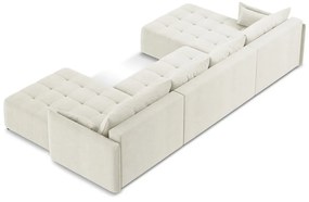 Bézs kinyitható-tárolóhelyes (U alakú) sarokkanapé Moku – Makamii