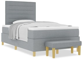Box Spring Ágy Matraccal és Pad Light Grey 120x190 cm Szövet