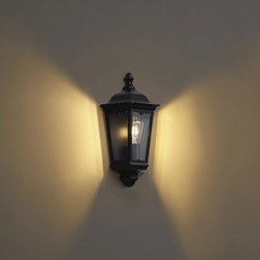 Klasszikus kültéri fali lámpa fekete IP44 - Havana Half