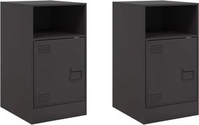 vidaXL 2 db fekete acél éjjeliszekrény 34,5x39x62 cm