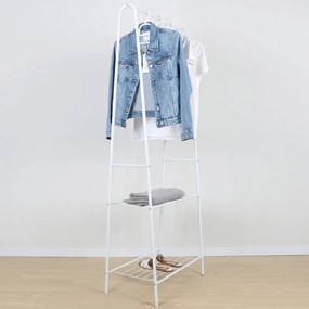Ruhaállvány polcokkal, fehér, RETOR