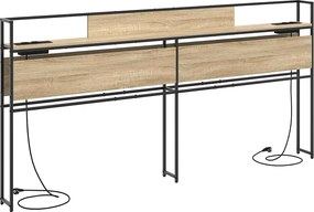 vidaXL Tároló fejtámla polcokkal tárolóval sonoma tölgy 200 cm Faanyag