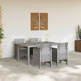 5 Darabos Kerti Étkező Szett Párnákkal Világosszürke Poli Rattan