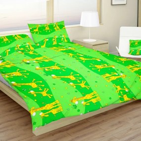 Gyerek pamut lepedők Zsiráf zöld TiaHome - 1x Párna 90x70cm, 1x Paplan 140x200cm
