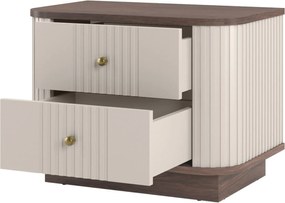 Vesper éjjeliszekrény készlet 2 db-os 56 cm - kasmír / dió / arany fogantyúk