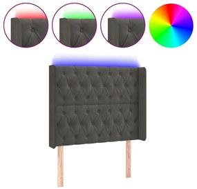 sötétszürke bársony LED-es fejtámla 103x16x118/128 cm