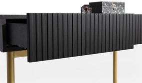 Nicole fésülködőasztal 100 cm fiókokkal - matt fekete / arany lábak