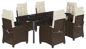 vidaXL 7 részes barna polyrattan kerti étkezőgarnitúra párnával