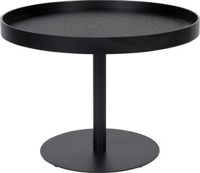 Fekete kerek dohányzóasztal tölgyfa dekoros asztallappal ø 56 cm Yuri M – White Label