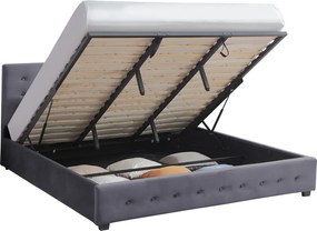 Ágy tárhellyel, 160x200, szürke, MINDY